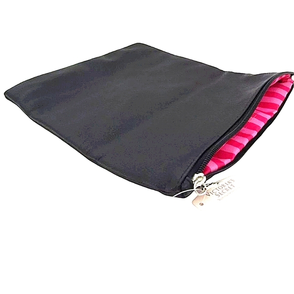 Victoria's Secret Angel Black Faux Leather Foldover Clutch 10.25"L 11.5"H 4.25"D - Picture 11 of 16